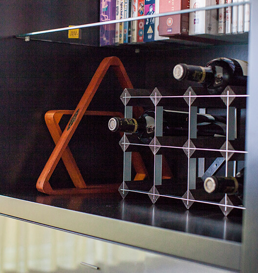 A Traditional wine rack within a living room