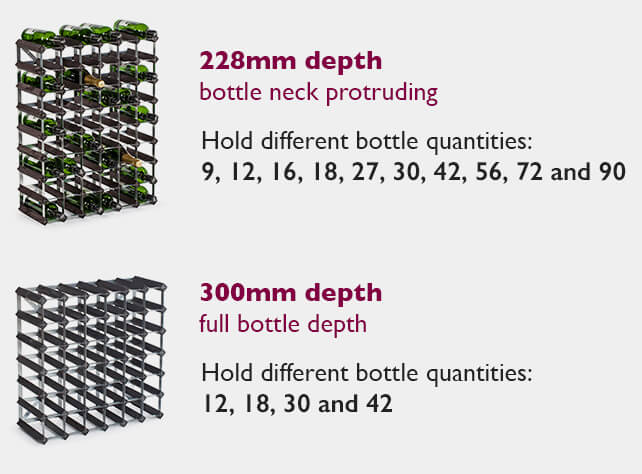 Different traditional wine rack sizes