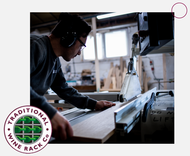 Traditional Wine Racks staff member cutting wood for the Avino range